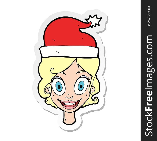 Sticker Of A Cartoon Woman Ready For Christmas