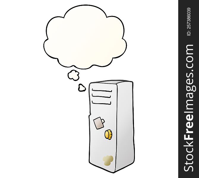 cartoon locker and thought bubble in smooth gradient style