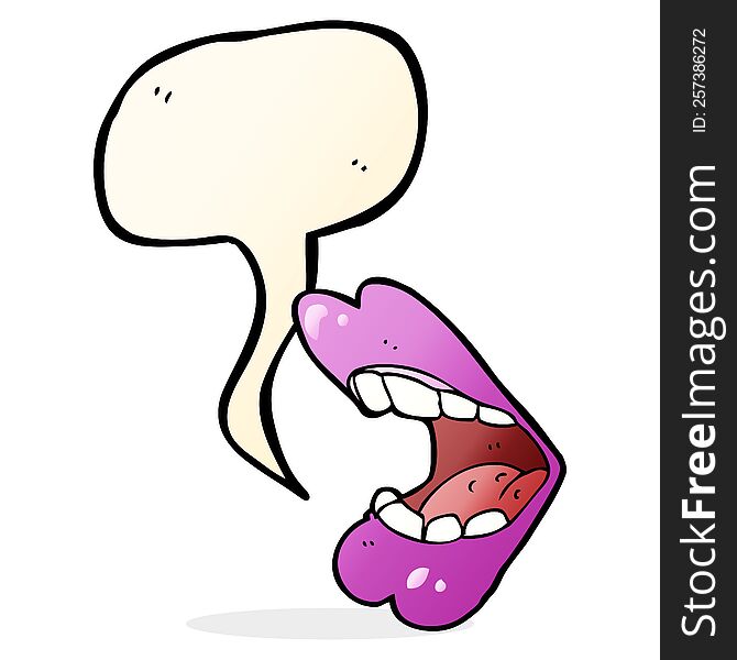 Cartoon Halloween Mouth With Speech Bubble