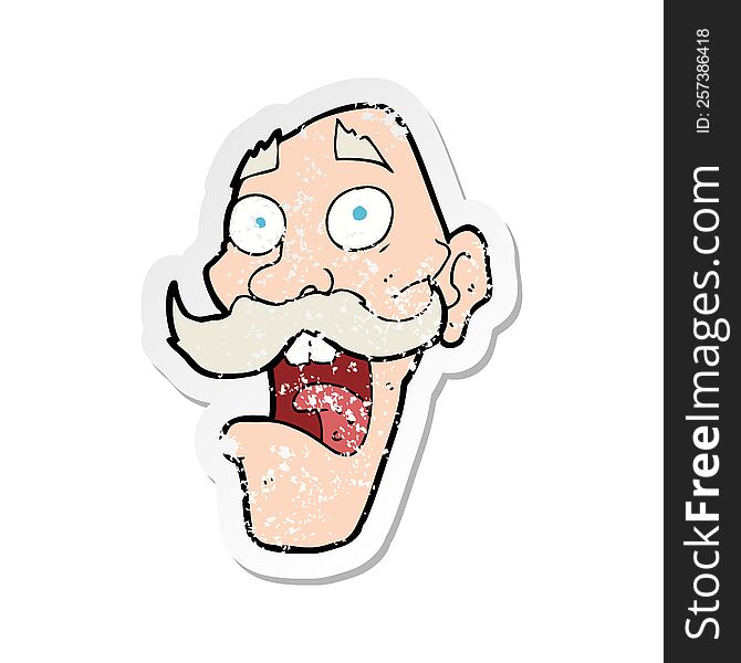 Retro Distressed Sticker Of A Cartoon Frightened Old Man
