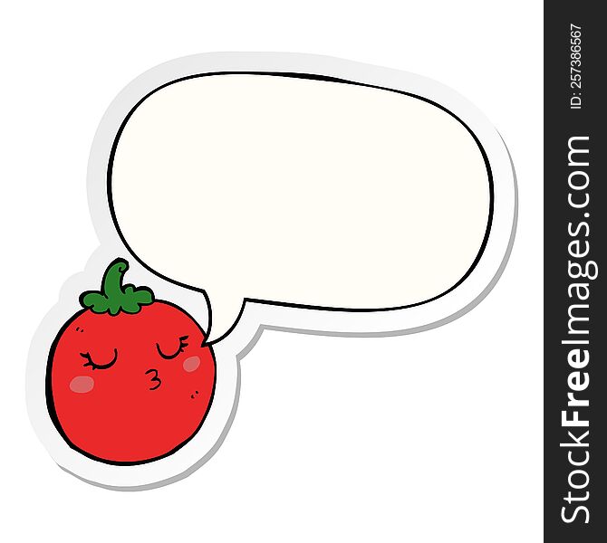 Cartoon Tomato And Speech Bubble Sticker