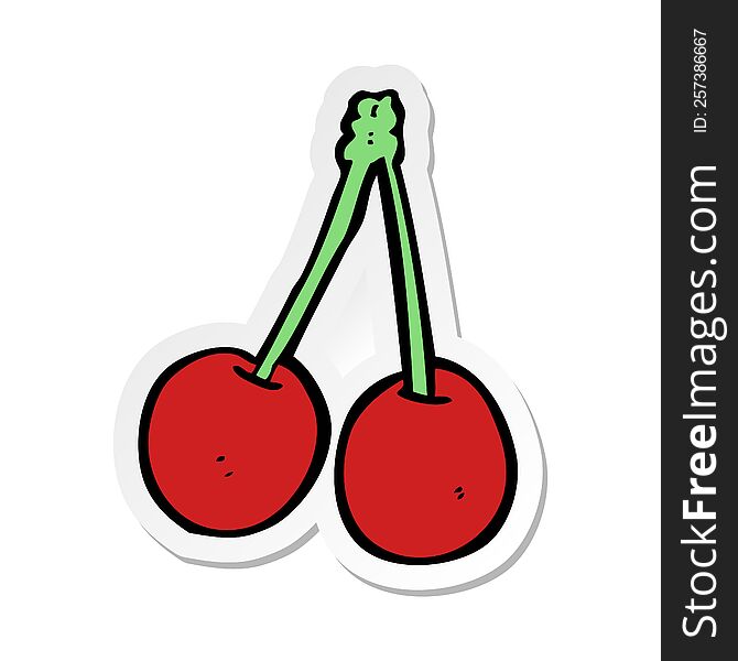 Sticker Of A Cartoon Cherries