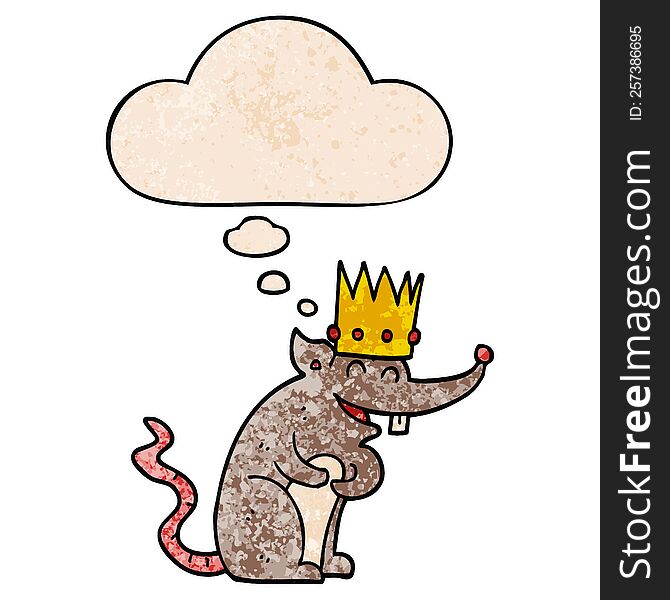 cartoon rat king laughing with thought bubble in grunge texture style. cartoon rat king laughing with thought bubble in grunge texture style