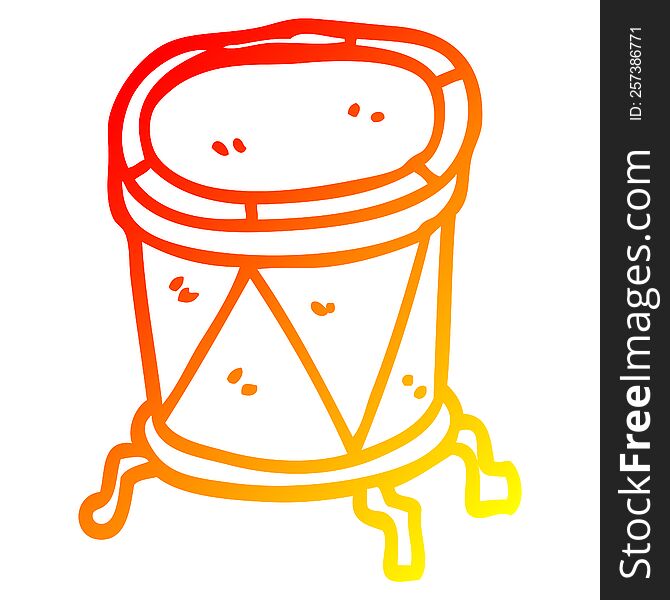 warm gradient line drawing of a cartoon drum on stand