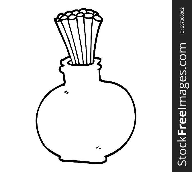 line drawing cartoon jar of sticks