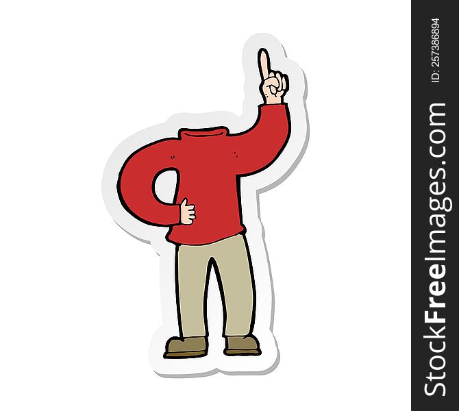 sticker of a cartoon headless body with raised hand