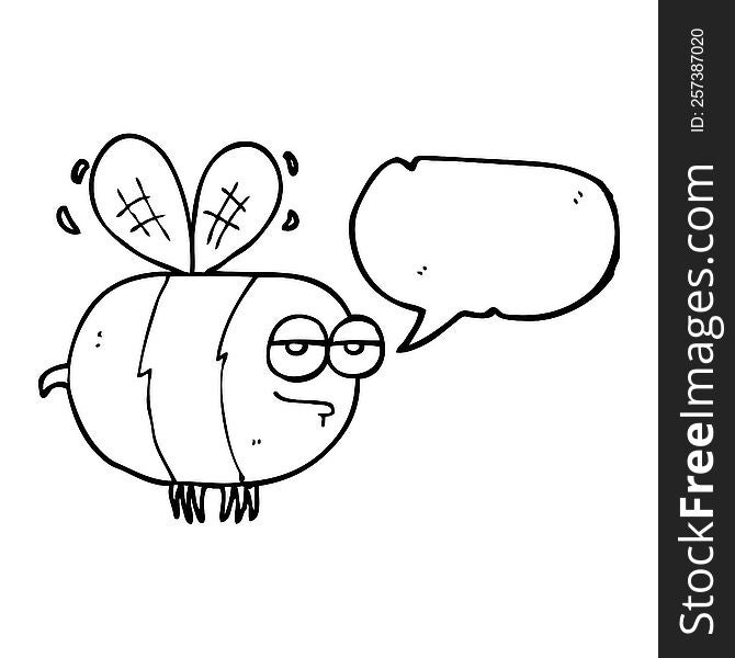 freehand drawn speech bubble cartoon unhappy bee