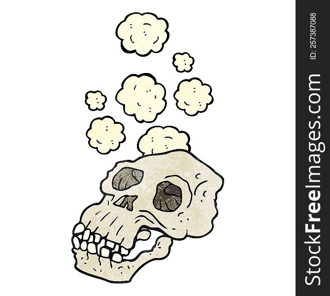 freehand textured cartoon ancient skull