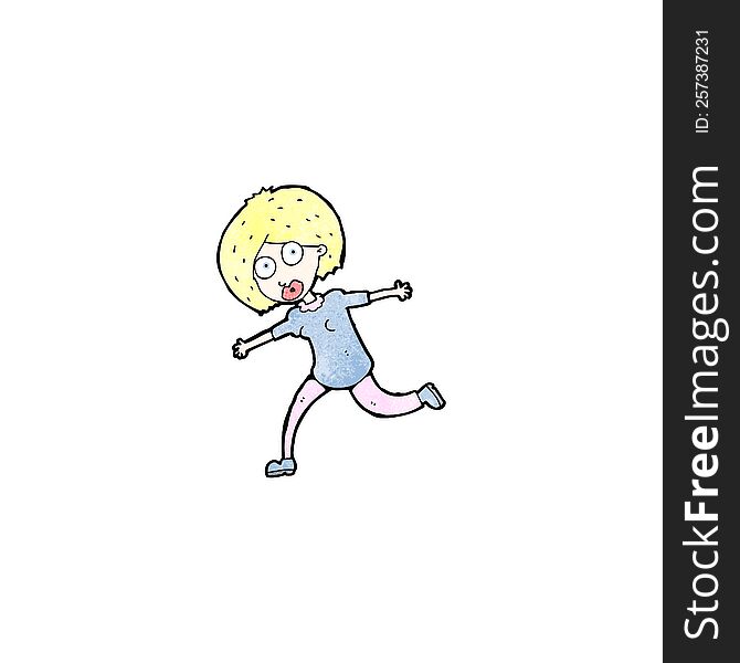 cartoon running woman