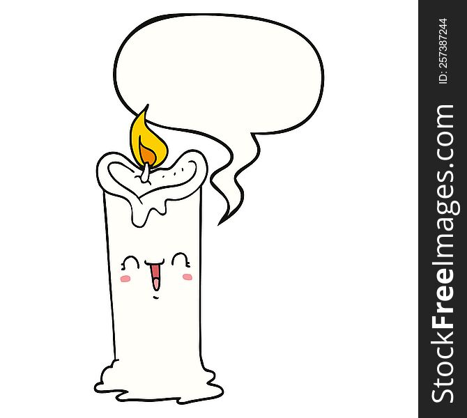 Cartoon Happy Candle And Speech Bubble