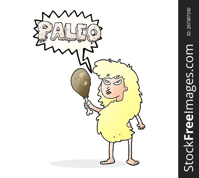 Speech Bubble Cartoon Woman On Paleo Diet