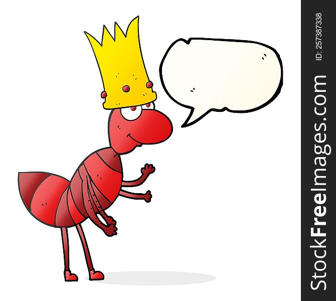 freehand drawn speech bubble cartoon ant queen