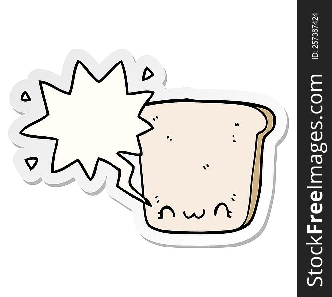 Cartoon Slice Of Bread And Speech Bubble Sticker