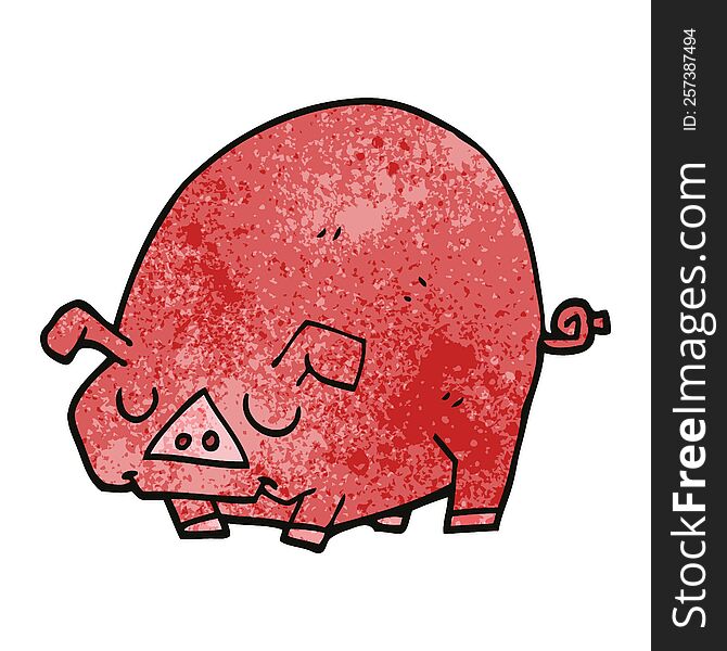 cartoon doodle fat pig