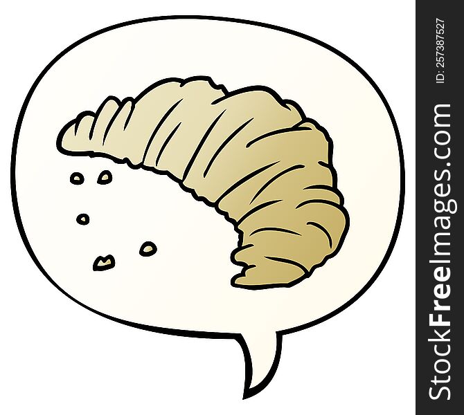 cartoon croissant with speech bubble in smooth gradient style