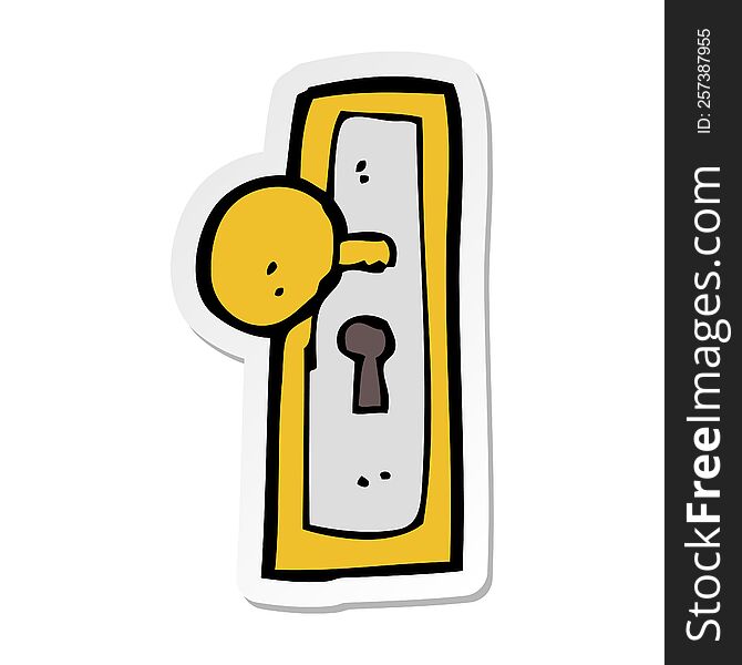 sticker of a cartoon door knob