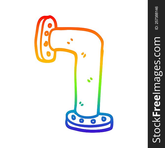 Rainbow Gradient Line Drawing Cartoon Water Pipe