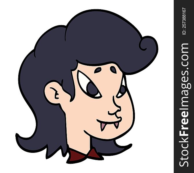 Cartoon Doodle Vampire Head
