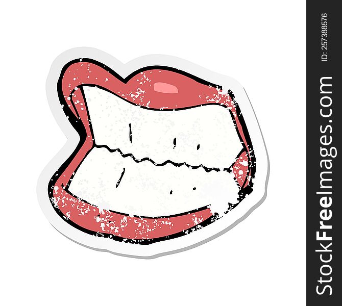Retro Distressed Sticker Of A Cartoon Grinning Mouth