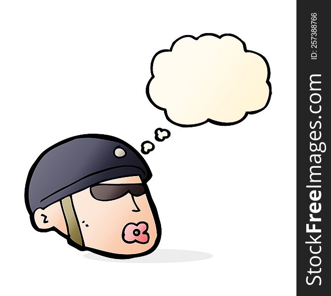 Cartoon Policeman Head With Thought Bubble