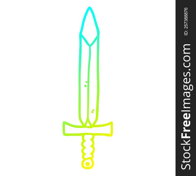 cold gradient line drawing of a cartoon sword