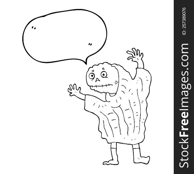 freehand drawn speech bubble cartoon halloween ghoul