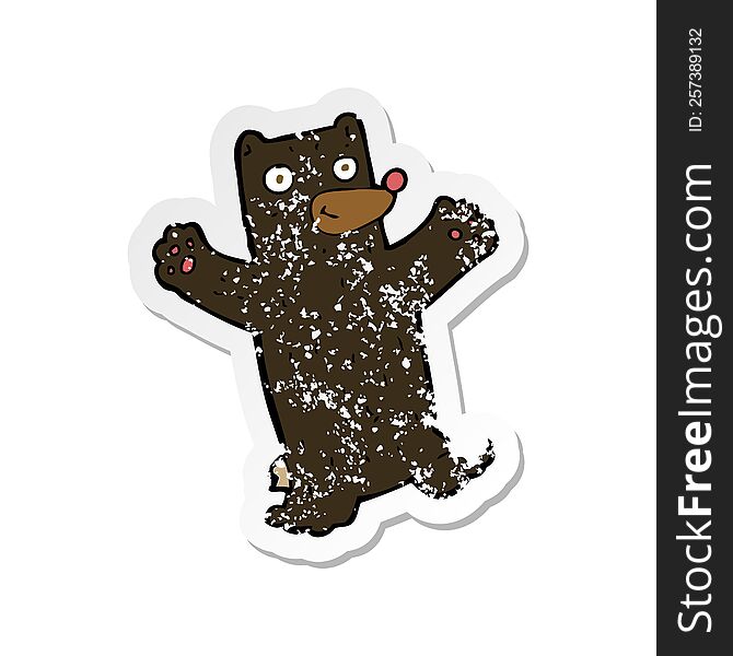 Retro Distressed Sticker Of A Cartoon Black Bear