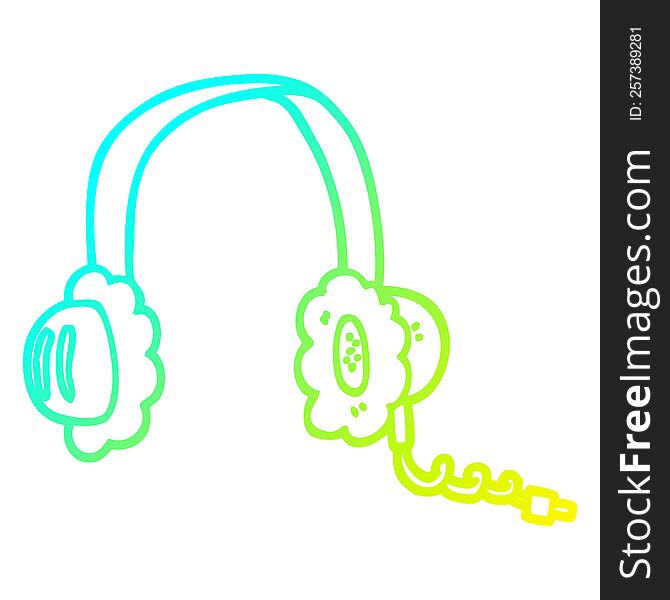 cold gradient line drawing cartoon music headphones