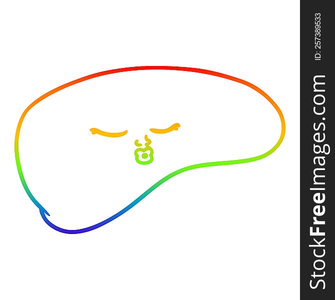 rainbow gradient line drawing of a cartoon liver