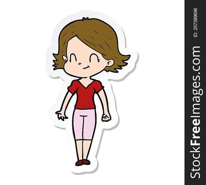 sticker of a cartoon friendly girl