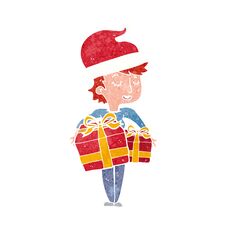 Cartoon Woman With Gifts Stock Images