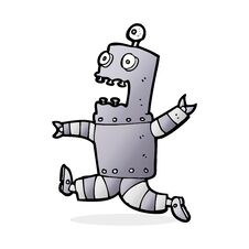 Cartoon Terrified Robot Stock Image