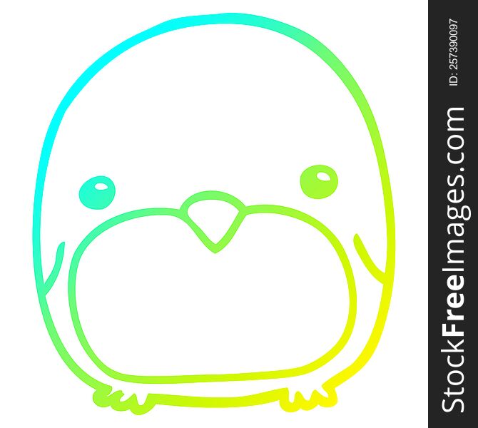 cold gradient line drawing of a cute cartoon penguin