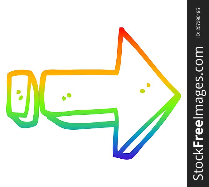 rainbow gradient line drawing of a cartoon arrow pointing direction