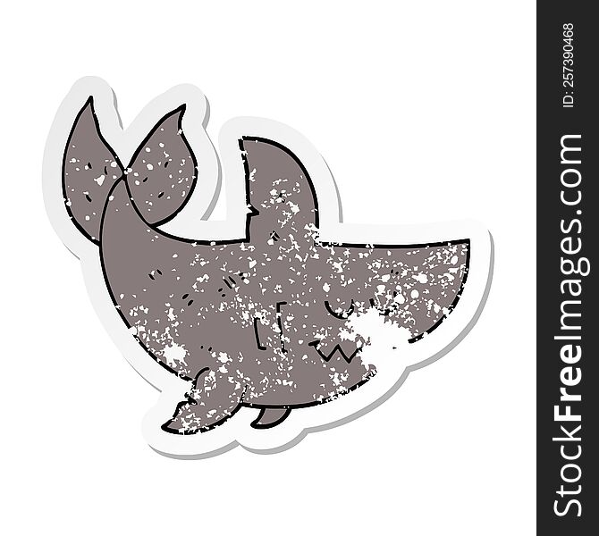 Distressed Sticker Of A Cartoon Shark