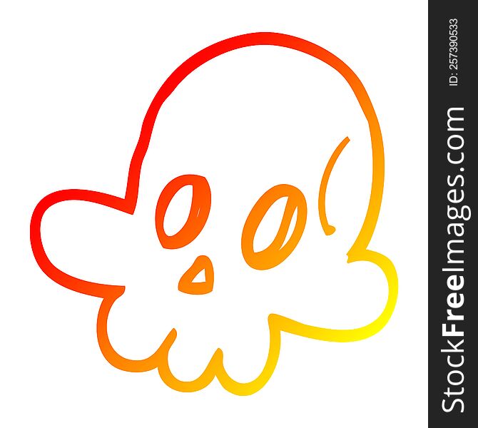 warm gradient line drawing of a cartoon halloween skull