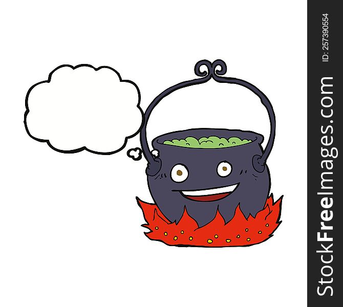 Cartoon Witch S Cauldron With Thought Bubble