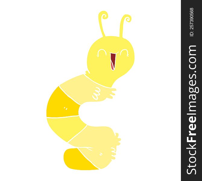 flat color style cartoon happy caterpillar