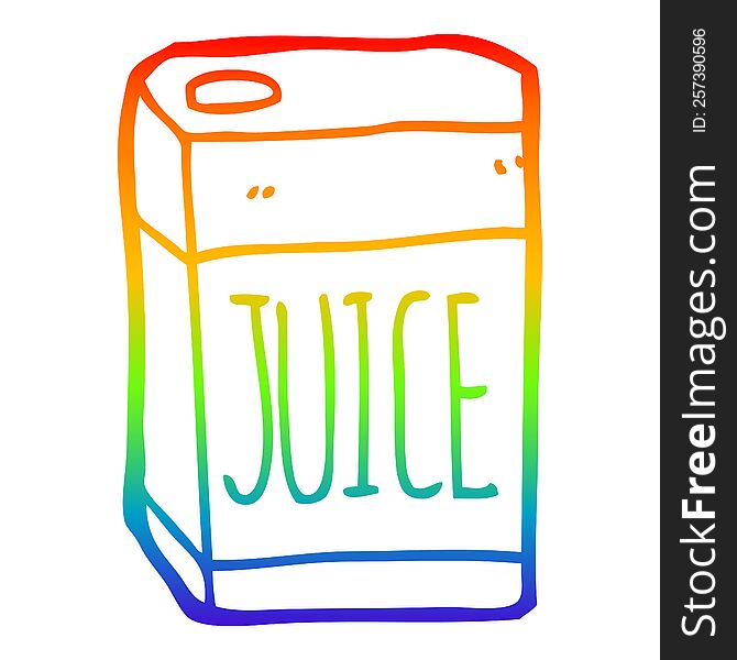 Rainbow Gradient Line Drawing Cartoon Juice Box