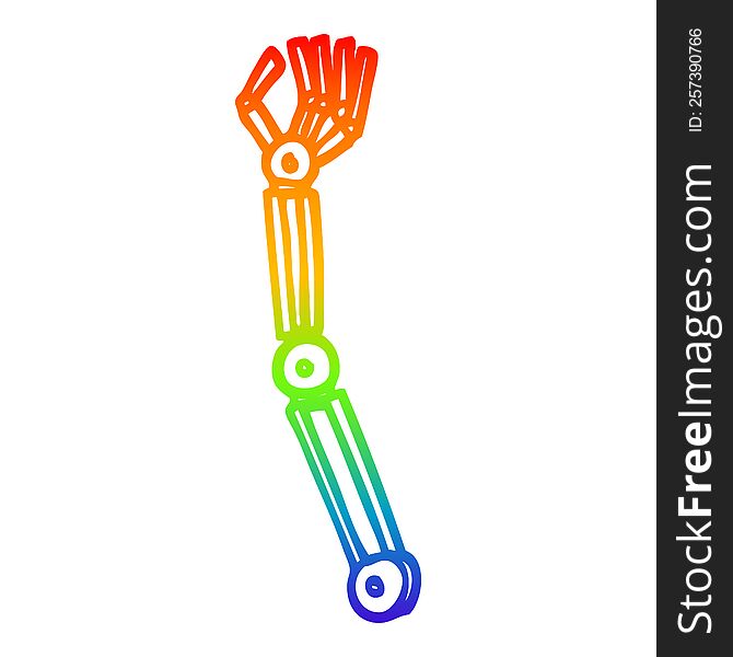 rainbow gradient line drawing of a cartoon robotic arm