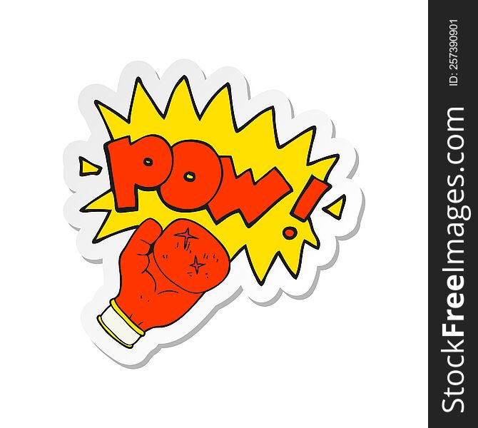 Sticker Of A Cartoon Boxing Glove Punching