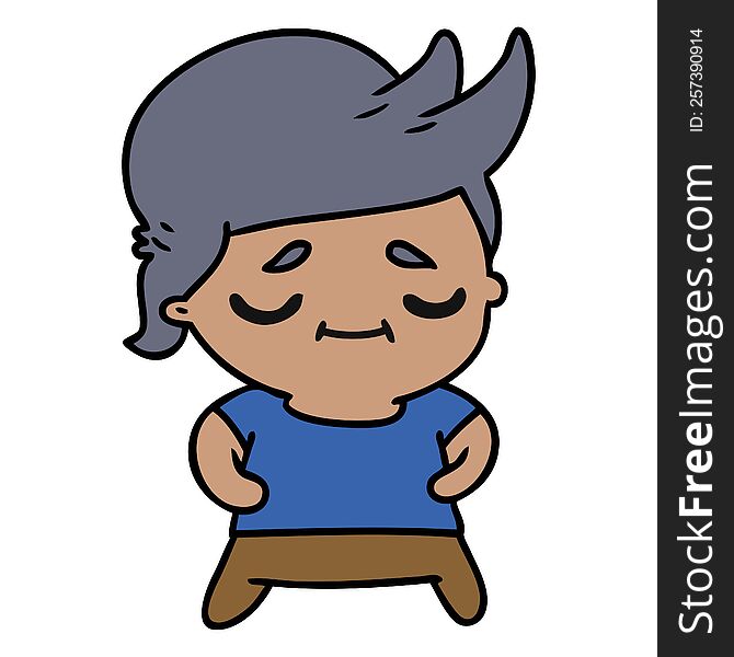 freehand drawn cartoon of kawaii cute grey haired man