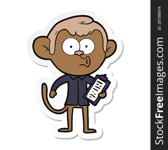 sticker of a cartoon salesman monkey