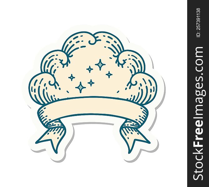 Tattoo Sticker With Banner Of A Cloud