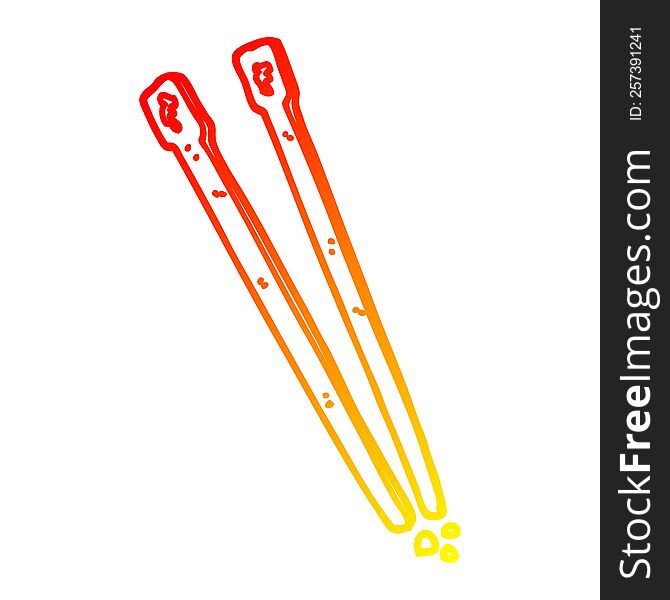 warm gradient line drawing of a cartoon wooden chopsticks