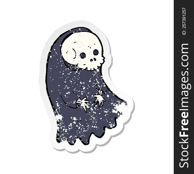 Retro Distressed Sticker Of A Cartoon Spooky Ghoul