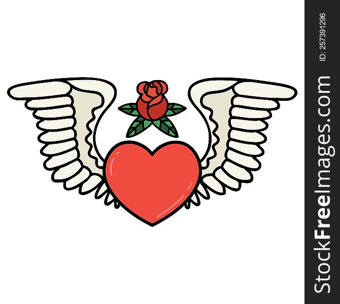 tattoo in traditional style of a heart with wings. tattoo in traditional style of a heart with wings