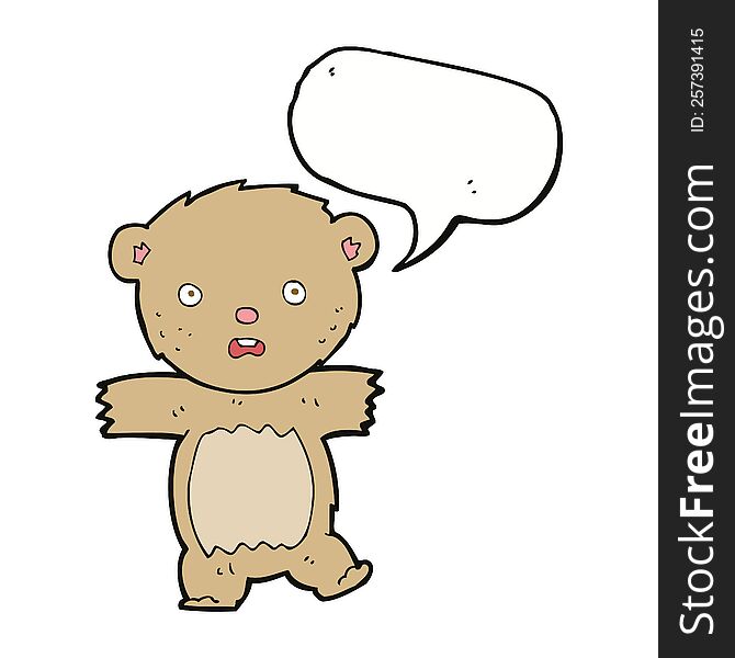 Cartoon Shocked Teddy Bear With Speech Bubble