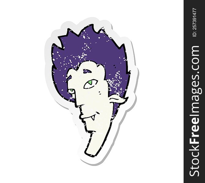 Retro Distressed Sticker Of A Cartoon Vampire Head