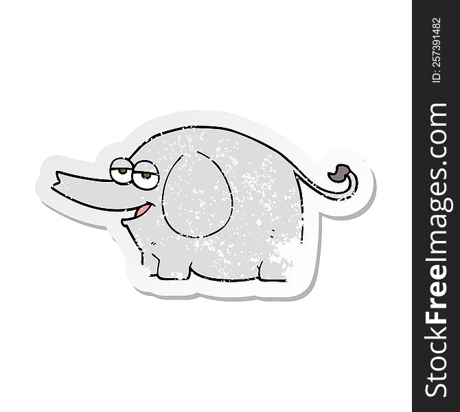 retro distressed sticker of a cartoon elephant squirting water